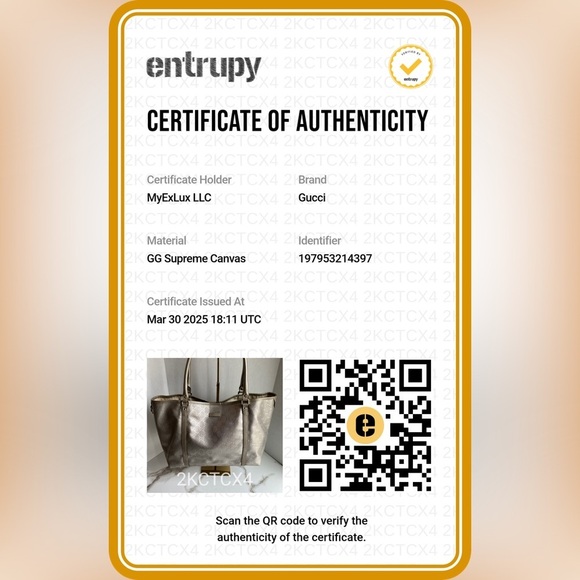 Authentic GUCCI GG implementation Tote Bag Silver w/COA - Picture 2 of 15